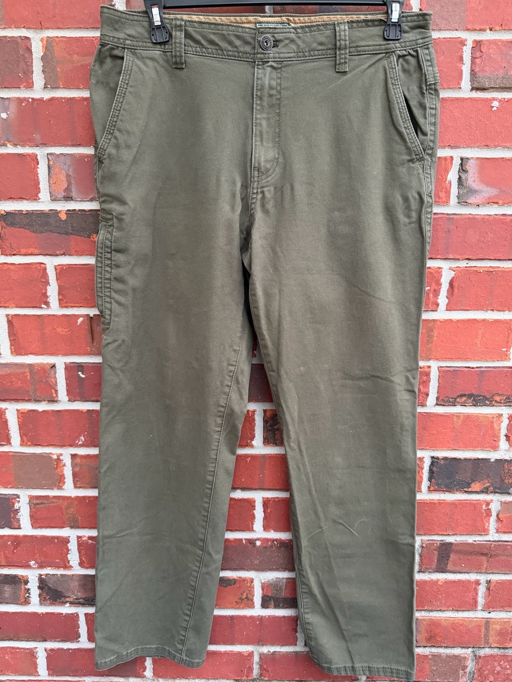 GH Bass & Co Canvas Terrain Pants 34x32 Rugged Olive Green Cotton Cargo Pants P4